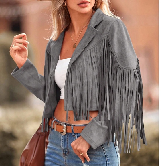 Classic Vegan Suede Open Front Moto Biker Jacket - Picture 14 of 14